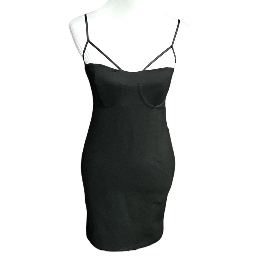 Zara Bodycon Spaghetti Strap Mini Dress Black Size Large